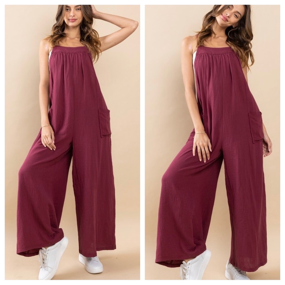Boho Cotton Solid Fabulous Wide Leg Jumpsuit